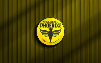 4k, Wellington Phoenix 3D logo, A-League, yellow 3D background, soccer, Wellington Phoenix emblem, football, Wellington Phoenix logo, Wellington Phoenix, Australian football club, Wellington Phoenix FC