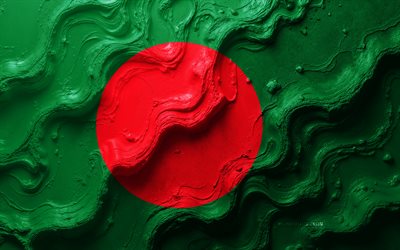 Bangladesh flag, 4k, stone wave texture, Flag of Bangladesh, 3D Bangladesh flag, Asia, flags of Asian countries, Bangladesh