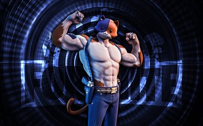 चतुर्थक, 4k, नीली सर्पिल पृष्ठभूमि, fortnite, रचनात्मक, मियास्कल स्किन, fortnite फिशस्टिक त्वचा, मियास्कल, फोर्टनाइट वर्ण