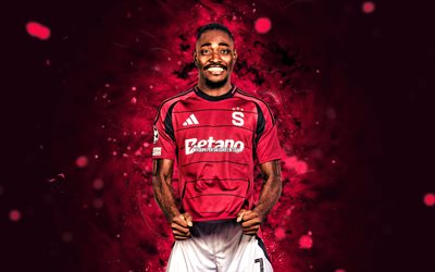 victor olatunji, 4k, luci al neon viola, sparta praga fc, prima lega ceca, calciatori nigeriani, victor olatunji 4k, calcio, victor olatunji sparta praga