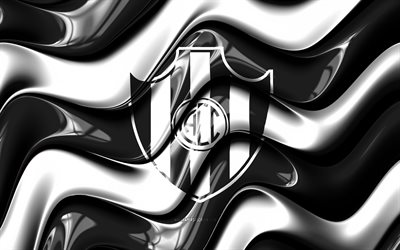 Central Cordoba 3D logo, 4k, black white 3D waves, Argentina Primera Division, football, Central Cordoba flag, creative, Central Cordoba logo, CA Central Cordoba, Argentine football club, soccer, Central Cordoba FC