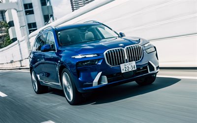 bmw x7 xdrive40d, 4k, otoyol, 2026 araba, g07, jp spesifikasyonu, mavi bmw x7, dış, bmw x7, alman arabaları, bmw x7 g07, 2026 bmw x7, bmw