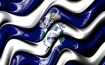 Gimnasia y Esgrima La Plata 3D logo, 4k, blue white 3D waves, Argentina Primera Division, football, Gimnasia y Esgrima La Plata flag, Gimnasia y Esgrima La Plata logo, Club de Gimnasia y Esgrima La Plata, soccer, Gimnasia y Esgrima La Plata FC