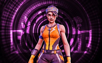 fortnite'ı büyüle, 4k, mor sarmal arka plan, fortnite, yaratıcı, göz kamaştırıcı cilt, fortnite dazzle görünümü, göz kamaştırmak, fortnite karakterleri