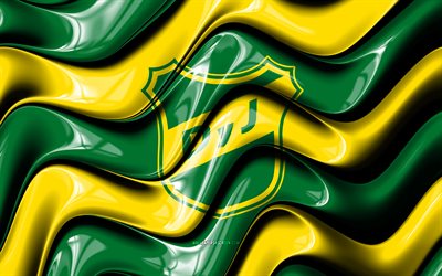 logotipo 3d de defensa y justicia, 4k, ondas 3d amarillas verdes, primera división argentina, fútbol americano, bandera de defensa y justicia, creativo, logotipo de defensa y justicia, defensa y justicia, club de fútbol argentino, fútbol, defensa y justicia fc