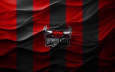 4k, Windy City Bulls logo, red black 3D background, Windy City Bulls emblem, NBA G League, American basketball team, Windy City Bulls flag, 3D texture, Windy City Bulls, basketball, USA