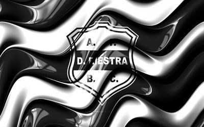 Deportivo Riestra 3D logo, 4k, black white 3D waves, Argentina Primera Division, football, Deportivo Riestra flag, creative, Deportivo Riestra logo, Deportivo Riestra, Argentine football club, soccer, Deportivo Riestra FC