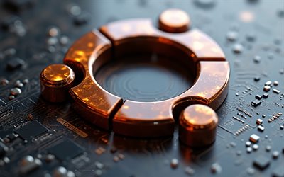 شعار أوبونتو البرونزي, لينكس أوبونتو, خلفية التكنولوجيا البرونزية, شعار أوبونتو ثلاثي الأبعاد, شعار أوبونتو, شعار أوبونتو اللامع البرونزي, أوبونتو, لينكس