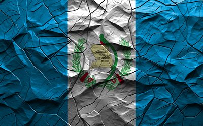 4k, bandera de guatemala, textura de piedra, américa del norte, bandera 3d de guatemala, fondo con grietas, guatemala, bandera de guatemala 3d