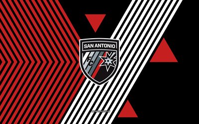 San Antonio FC logo, 4k, American soccer team, red black lines background, San Antonio FC, USL, USA, line art, San Antonio FC emblem, football, soccer
