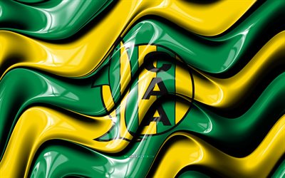 logotipo 3d del ca aldosivi, 4k, ondas 3d amarillas verdes, primera división argentina, fútbol americano, bandera ca aldosivi, creativo, logotipo del ca aldosivi, ca aldosivi, club de fútbol argentino, fútbol, aldosivi fc