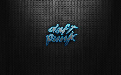Daft Punk, logotipo, fondo metálico, creativo