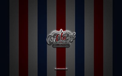 Edmonton Oil Kings logo, American hockey team, Western Hockey League, blue red carbon background, WHL, Edmonton Oil Kings emblem, hockey, Edmonton Oil Kings, USA