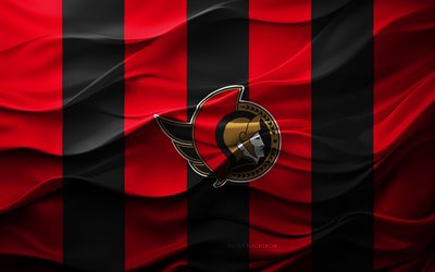 4k, Ottawa Senators logo, red black 3d background, Ottawa Senators emblem, Canadian hockey team, Ottawa Senators flag, 3d texture, NHL, USA, Ottawa Senators, hockey