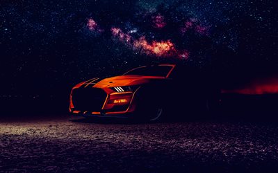 ford mustang shelby, frontansicht, äußerlich, red ford mustang, shelby, ford mustang tuning, amerikanische sportwagen, ford