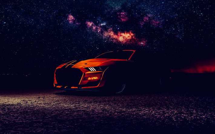ford mustang shelby, frontansicht, äußerlich, red ford mustang, shelby, ford mustang tuning, amerikanische sportwagen, ford