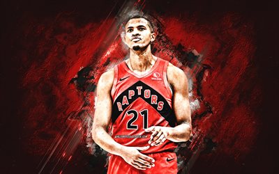 Orlando Robinson, Toronto Raptors, American basketball player, red stone background, grunge art, NBA, USA, basketball, National Basketball Association