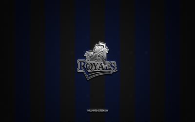 Victoria Royals logo, American hockey team, Western Hockey League, blue black carbon background, WHL, Victoria Royals emblem, hockey, Victoria Royals, USA