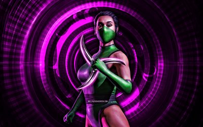 Classic Jade, 4k, purple spiral background, Mortal Kombat Mobile, creative, Mortal Kombat, Classic Jade MK Mobile, Mortal Kombat characters, Jade