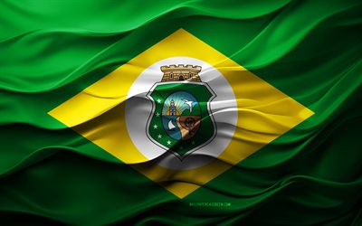 4k, drapeau de ceara, états du brésil, drapeau ceara 3d, brésil, texture 3d, jour de ceara, symboles nationaux brésiliens, art 3d, ceara