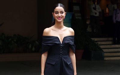 4k, ananya panday, vestido negro, actriz india, mujer morena, bollywood, estrellas de cine, belleza, fotos con ananya panday, actriz popular, celebridad india, sesión de fotos de ananya panday