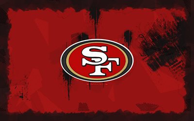 Download San Francisco 49ers grunge logo, 4k, NFL, red grunge ...