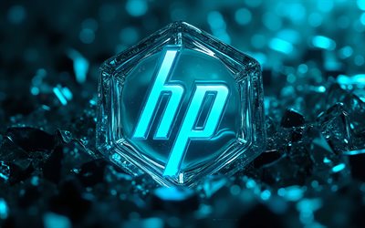 logotipo azul 3d de hp, fondo negro con venas azules, emblema de hp, logotipo de hp, logotipo de hewlett packard, emblema de hewlett packard, hewlett packard, caballos de fuerza, luz de neón azul