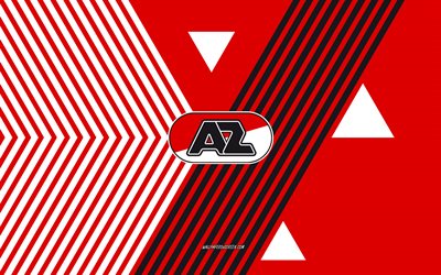 az alkmaar logo, 4k, hollannin jalkapallojoukkue, punaiset valkoiset viivat taustalla, az alkmaar, eredivisie, alankomaat, viivapiirros, az alkmaar  tunnus, jalkapallo