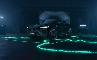 2026, lamborghini urus brabus 900, 4k, edestä katsottuna, supermusta, brabus 900 superblack, musta lamborghini urus, viritystä, brabus 900, lamborghini urus, italialaiset autot, lamborghini