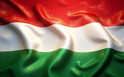 bandera brillante de hungría, 4k, de cerca, día de hungría, bokeh, bandera de hungria, bandera húngara, bandera de hungría, arte creativo, hungría