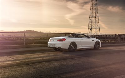 BMW M6, Convertible, white convertible, bmw, Strasse Forged