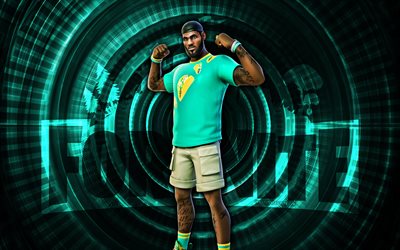 Taco Tuesday LeBron James Fortnite, 4k, turquoise spiral background, Fortnite, creative, Taco Tuesday LeBron James Skin, Fortnite Taco Tuesday LeBron James Skin, Taco Tuesday LeBron James, Fortnite characters