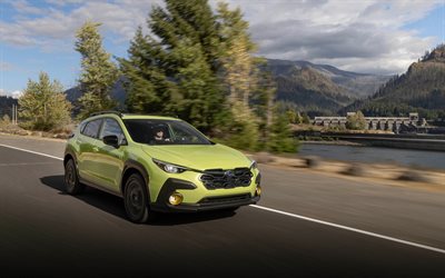 subaru crosstrek sport híbrido, 4k, desfoque de movimento, carros 2026, cruzamentos, subaru crosstrek, 2026 subaru crosstrek, carros japoneses, subaru