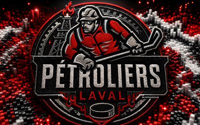 logo en tissu pétroliers laval, 4k, fond 3d rouge noir, lnah, hockey, logo pétroliers laval, emblème des pétroliers laval, équipe canadienne de hockey, pétroliers laval