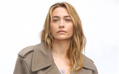 paris jackson, 4k, manteau gris, célébrité américaine, bokeh, femme blonde, stars de cinéma, actrice américaine, séance photo de paris jackson