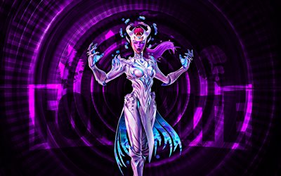 The Cube Queen Fortnite, 4k, purple spiral background, Fortnite, creative, The Cube Queen Skin, Fortnite The Cube Queen Skin, The Cube Queen, Fortnite characters