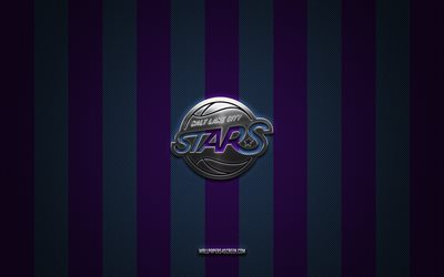 Salt Lake City Stars logo, American basketball club, NBA G League, purple blue carbon background, Salt Lake City Stars emblem, basketball, Salt Lake City Stars, USA