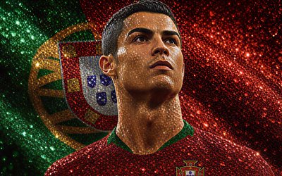 كريستيانو رونالدو, 4k, cr7, منتخب البرتغال لكرة القدم, لَوحَة, فن الماس, كريستيانو رونالدو البرتغال, فن الأحجار الكريمة, علم البرتغال, البرتغال cr7, كرة القدم, البرتغال