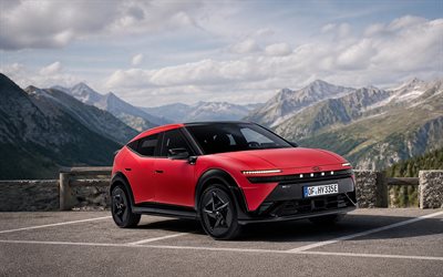2026, Hyundai Ioniq 3, 4k, front view, exterior, mountain landscape, electric cars, red Hyundai Ioniq 3, new Hyundai Ioniq 3 2026, South Korean cars, Hyundai