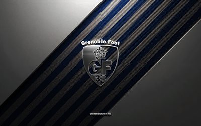 4k, logo grenoble foot 38, ncaa, texture de soie blanche bleue, drapeau grenoble foot 38, club de football américain, drapeau en soie, emblème grenoble foot 38, usa, grenoble foot 38