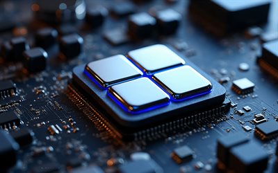 마이크로소프트 메탈 로고, 4k, 블루 노엔 라이트, windows 11 메탈 로고, 윈도우 11 로고, 윈도우 11 엠블럼, 마이크로소프트, 윈도우 11 로그인, 검은 기술 배경, 윈도우 로고, 윈도우 11, 윈도우