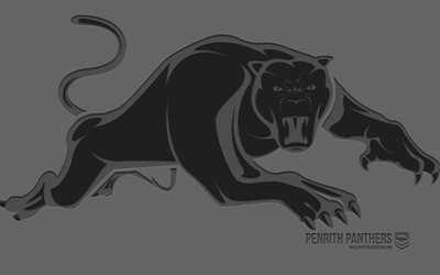 Penrith Panthers logo, 4k, yellow background, carbon art, NRL, Penrith Panthers emblem, Australian rugby team, Australia, Penrith Panthers, rugby