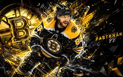 david pastrnak, 4k, siyah sarı dijital arka plan, boston bruins'i, nhl, hokey, david pastrnak 4k, boston bruins logosu, hayran sanatı, david pastrnak boston bruins