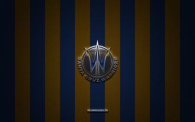 logo des guerriers de santa cruz, club de basket américain, ligue nba g, fond de carbone bleu jaune, emblème des guerriers de santa cruz, basket ball, guerriers de santa cruz, usa