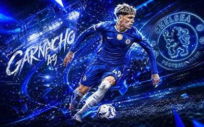 alejandro garnacho, fc chelsea, fan art, fondo abstracto blanco azul, alejandro garnachochelsea fc, arte creativo, logotipo del chelsea fc, alejandro garnachochelsea, fútbol americano, chelsea, garnacho