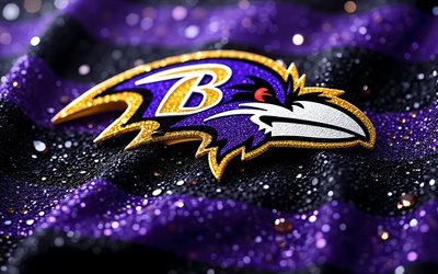 logo des diamants des ravens de baltimore, 4k, fond de diamants violets, logo des ravens de baltimore, emblème des ravens de baltimore, usa, corbeaux de baltimore, football américain, nfl