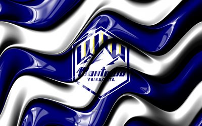 logotipo 3d de montedio yamagata, 4k, ondas 3d blancas azules, liga j2, fútbol americano, bandera de montedio yamagata, creativo, logotipo de montedio yamagata, montedio yamagata, club de futbol japonés, fútbol, montedio yamagata fc