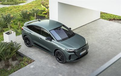 2026, Audi Q4 E-Tron Sportback, 4K, top view, exterior, green Audi Q4 E-Tron Sportback, electric cars, new Q4 E-Tron Sportback 2026, German cars, Audi
