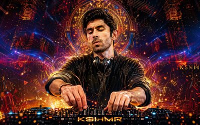 kshmr, 4k, concierto, fondo digital colorido, dj americano, estrellas de la musica, consola de dj, electroerosión, superestrellas, niles hollowell dhar, celebridad americana, arte kshmr, dj popular, kshmr 4k