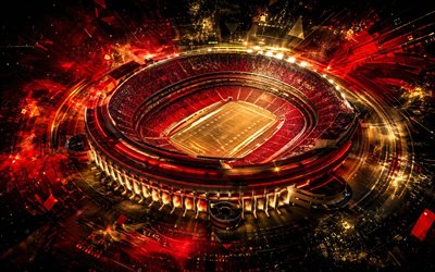 4k, arrowhead stadion, kansas city, missouri, stadien der weltmeisterschaft 2026, usa, rot orangefarbene lichtlinien, kansas city chiefs, nfl, stadion der kansas city chiefs